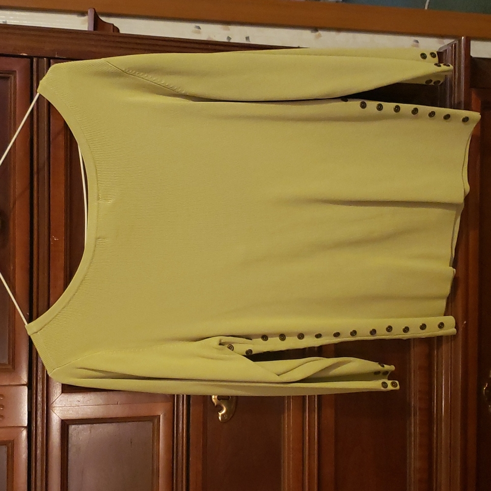 Lime green Nylon sweater with stud detail - Picture 2 of 3